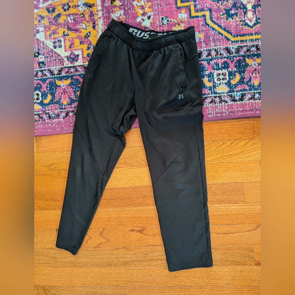 Russell Unisex Men's Size M Waist 32 Black Athletic Joggers Pants with Pockets